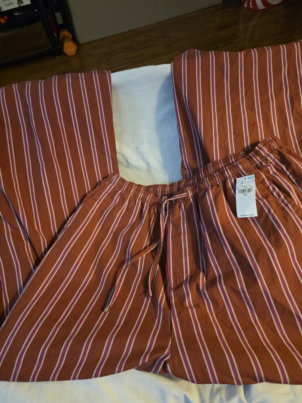 Striped Rust Drawstring Womens Pants